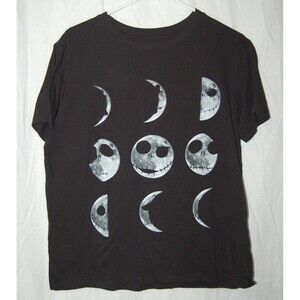 Nightmare Before Christmas Large Shirt Black Moon Phases Disney Jack Skellington